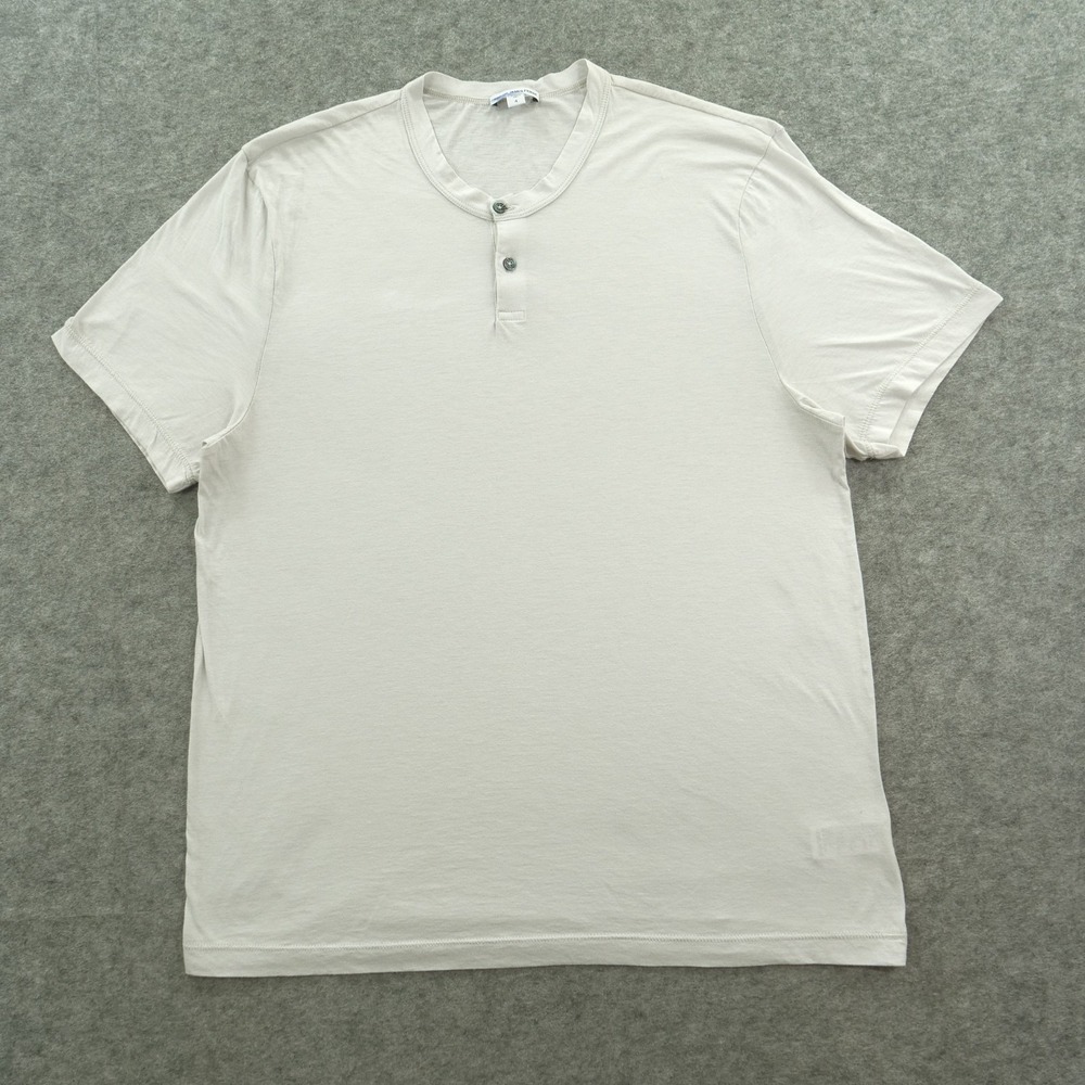 James Perse Standard Shirt Mens Extra Large Gray Henley  Short Sleeve